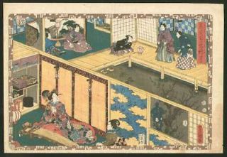 kunisada original 1852 japanese woodblock print  