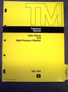 john deere a16 high pressure washer technical manual from canada
