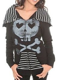 ABBEY DAWN BY AVRIL LAVIGNE HEARTCORE HOODIE BLACK ZIP S SMALL