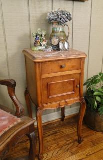 Elegant French NIGHTSTAND ~ Antique Carved Lamp Table Louis IV Marble 