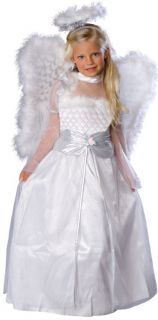 Girls White Angel Dress Wings Kids Halloween Costume