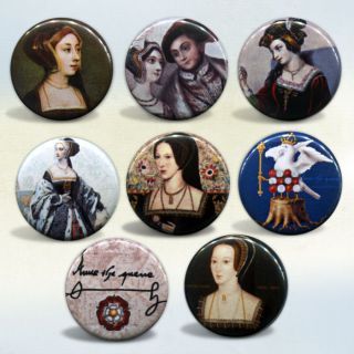 Anne Boleyn The Most Happy Queen of England Badges Set of 8 Magnets 