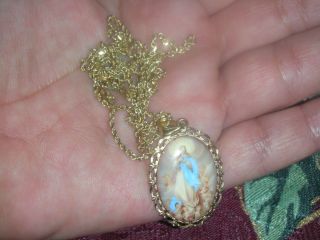 14k Gold Michael Anthony Diamond Virgen Pendant with 24 Rope Chain 