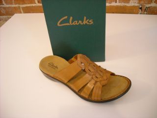 Clarks Tan Brown Leather INA Honey Slide Sandal 5 New