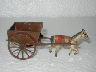 Vintage Lead Antimony Horse Polling Cart Penny Toy England