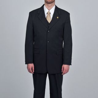 Stacy Adams Mens Black 3 piece Vested Suit