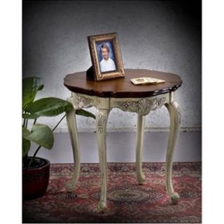 Antique White End Table Distressed Finish Mahogany New