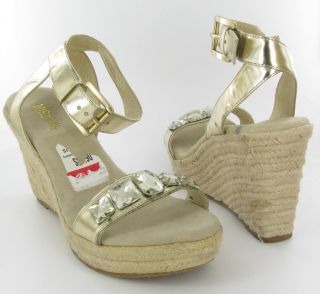 Michael Kors Wedge Ankle Strap Sandals Gold Metallic Womens Size 10 M 