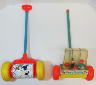 Lot Vintage Fisher Price Toys Pusher Popper Teaching Clock Peek A Boo 