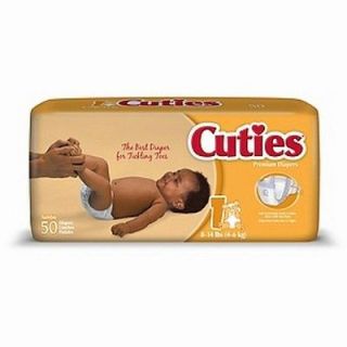 Cases/200 ea Cuties Baby Diapers First Quality Size 1  8 to 14 lb 