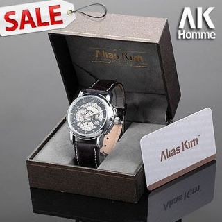 AK Homme fashion leather band nice GIFT mens Automatic Mechanical 
