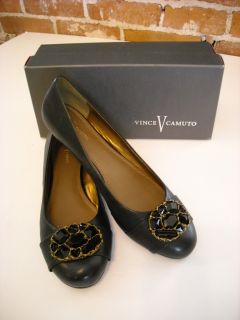 Vince Camuto Black Jeweled Richie Ballet Flats 10 New