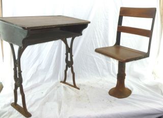 Antique vintage school desk legs cast iron industrial chair stool 
