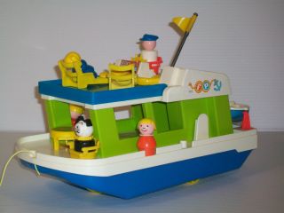   1972 Fisher Price Little People Happy House Boat 985 Pull Toy COMPLETE