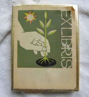 ANTIOCH BOOKPLATES Ex Libris Plant Sun Hand Peace Environment Book 