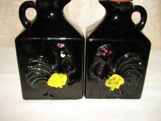 vintage black rooster oil vinegar cruet set