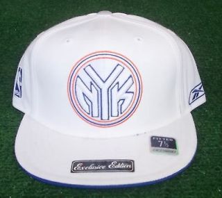 new york knicks hat cap nba reebok white fitted 7