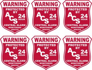 lot of 6 alarm security decal stickers no adt l