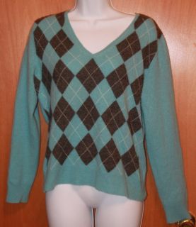 Blue Argyle sweater 100 Cashmere Apt 9 size large