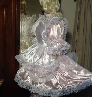  GLOSS SATIN FRILLY LACE BABY FRENCH SISSY MAID BRIDE FANCY DRESS APRON