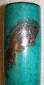 antique gustavsberg sweden argenta silver fish vase