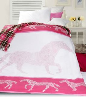 Giddy Up Horse Pink White Single Size Quilt DOONA Cover Set