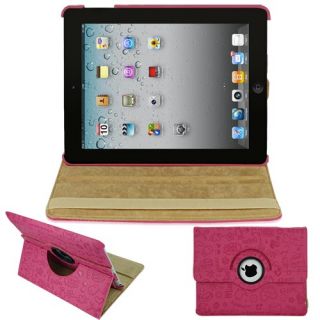   Pink Rotating Case Cover Stand Leather Jacket for Apple iPad 2
