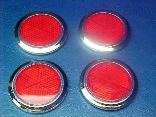 4PC RED 2 ROUND STICK ON REFLECTOR ATV TRUCK TRAILER M/C TAG BICYCLE 