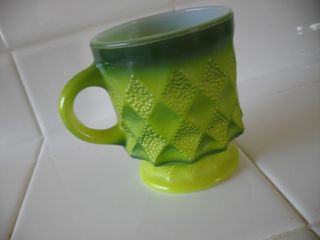   GREEN Mug Cup FIRE KING Diamond Pattern Anchor Hocking Tea Coffee