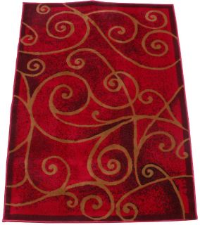 Modern Geometric Carpet Woven 4x6 Area Rug Red White Exact Size 52 x 