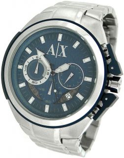 BRAND NEW ARMANI EXCHANGE silver stainless steel chronograph oversize 