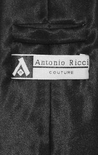 Antonio Ricci Necktie Solid Black Color Mens Neck Tie