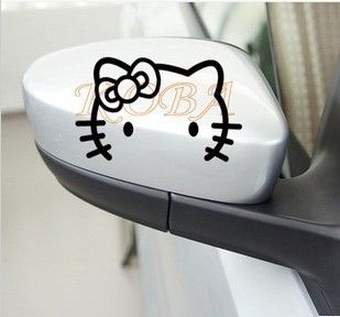 2pcs Black Hello Kitty Car Rearview Mirror Decal Sticker 5 5x3inch 