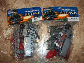 32 Piece Army Men Military Soldier Vehicle Plastic Play Set Lot Gray 