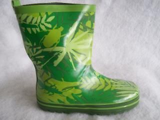   Kids Boys/Girls Green Jungle Leaf Welly Wellington Boots Sizes 9   13