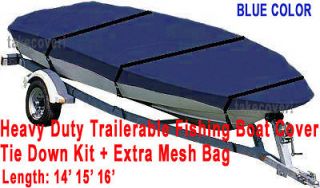 14   16 Aluminum Fishing Boat Cover Trailerable Blue Color Trailable 