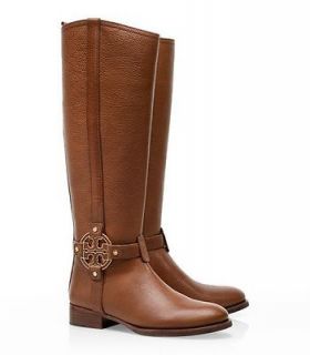 TORY BURCH AMANDA LEATHER RIDING BOOT SIZE 8.5 BROWN ***NEW IN BOX***