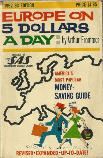 Europe on 5 A Day 5 Dollars Arthur Frommer 1962 1963 Edition