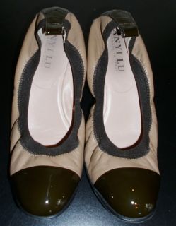 Anyi Lu Shoes Camel Leather DK Brown Patent Leather Paige Pumps 39 