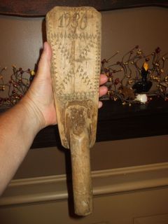   Butter Paddle Wood Hand Carved Appalachia Dated 1936 Fabulous