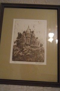   Signed Framed Peter Johnson Art Charcoal~Pencil/Etching/Sketch/Drawing