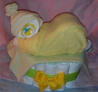 Sleeping Newborn Diaper Baby Cake Neutral Adorable Shower Centerpeice 