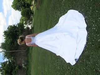 Stunning White Casablanca Bridal Gown with Long Detachable Train