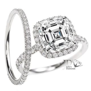 04 Ct Asscher Diamond Wedding Rings Set G VVS2 557553377