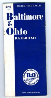 Baltimore & Ohio Railroad System Time Tables October 28 1956