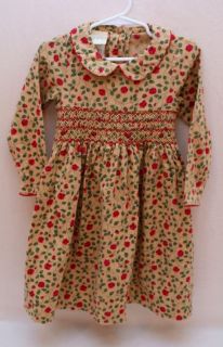 New Laura Ashley Toddler Girl Christmas Holiday Dress Red Flowers 
