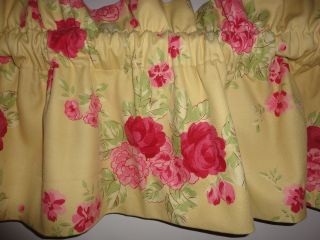 WAVERLY BLOUSON TAILORED VALANCE YELLOW RED & PINK FLORAL 16 X 86 PRE 