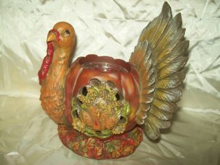 Collectable Vintage Turkey Candle Holder Centerpiece Thanksgiving 
