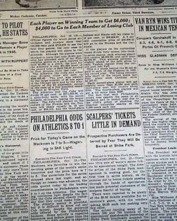   SERIES Chicago Cubs vs. Philadelphia Athletics CHAMPS Newspaper MLB