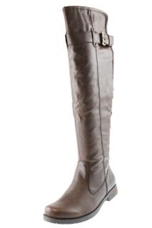 Bare Traps New Joclyn Brown Imitation Leather Belted Knee High Boots 